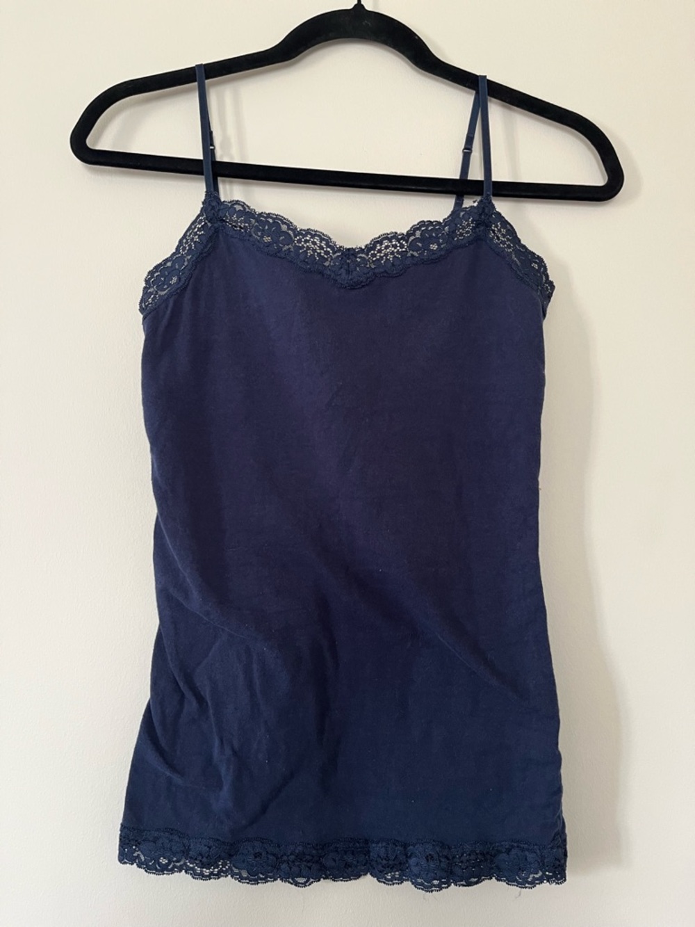 Aeropostale Navy Lace Trim Cami Tank Top Womens Medium Layering Basic 2000s